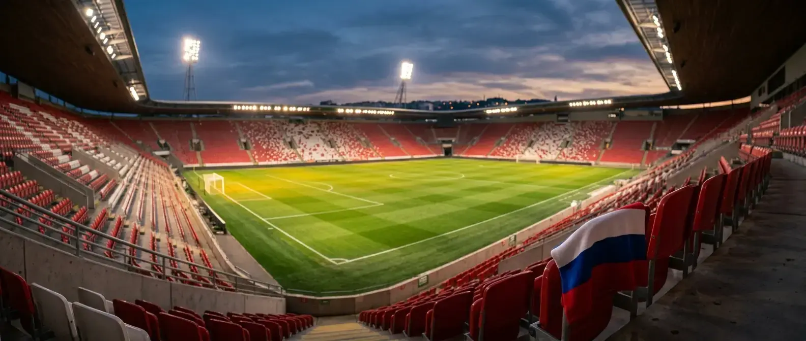Prázdné tribuny po zápase na MS 2026 – pohled z hlediště na opuštěnou tribunu