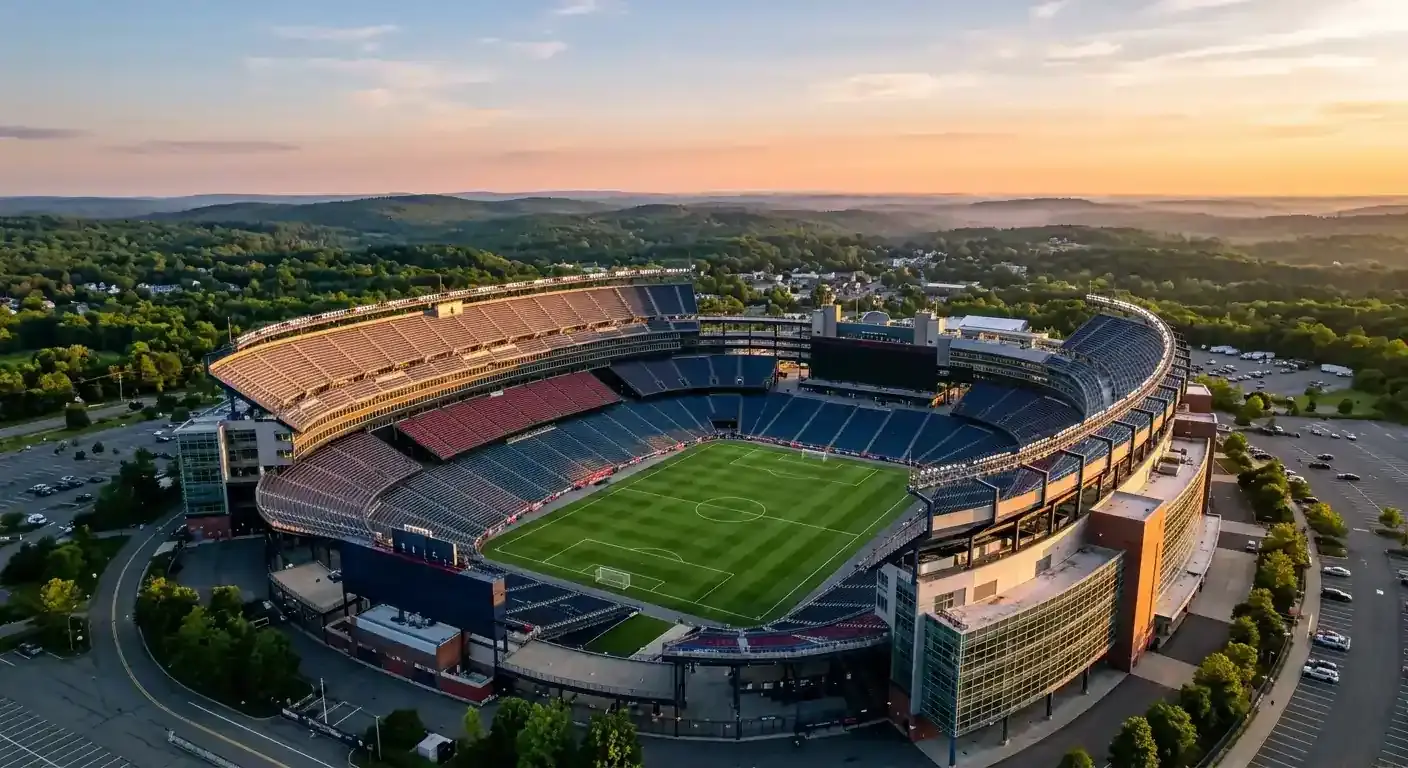 Fotbalový stadion s panoramatem – atmosféra před čtvrtfinálovým duelem MS 2026