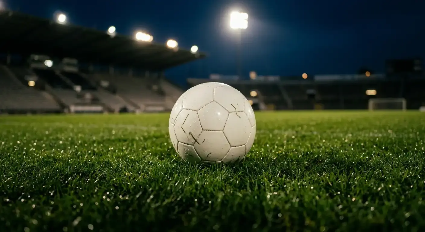 Fotbalový míč na trávníku pod světly stadionu – noční osmifinálová atmosféra MS 2026
